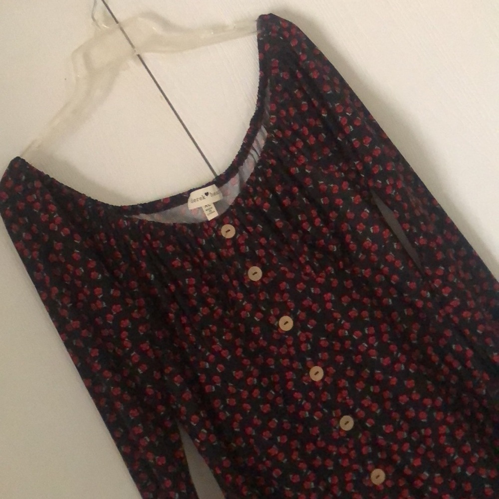 Y2k Derek black red rose Easter Floral Milk maid ruffle stretchy Dress